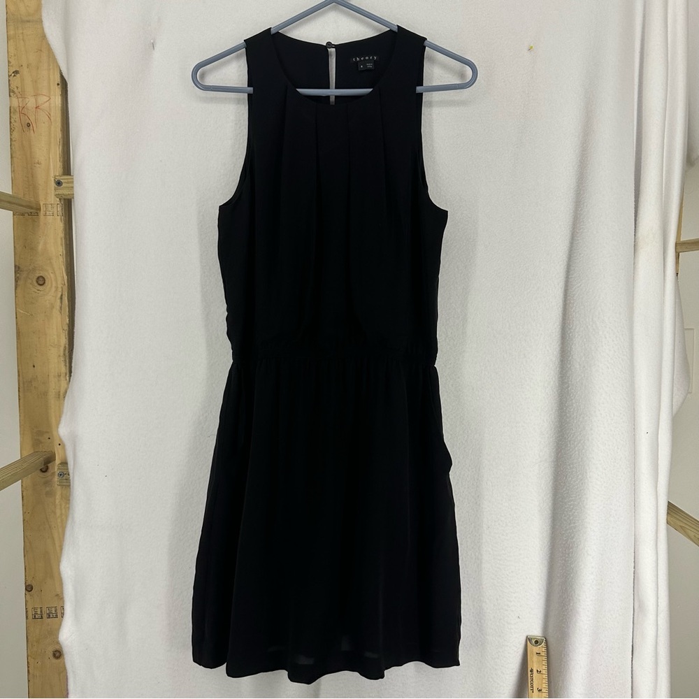 Theory Sleeveless Mini Cocktail Dress Silk Womens 6 Black
